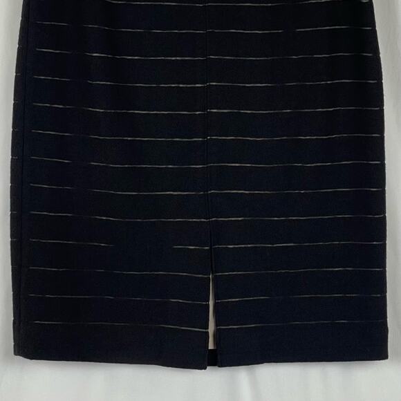 Worth Black Striped Wool Blend Career Office Academia Pencil Skirt NWOT Size 0 - Picture 3 of 11